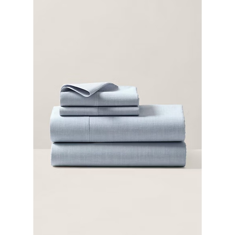 Ralph Lauren Workshirt Chambray King Flat & Extra Deep Fitted Sheet Set Blue NEW